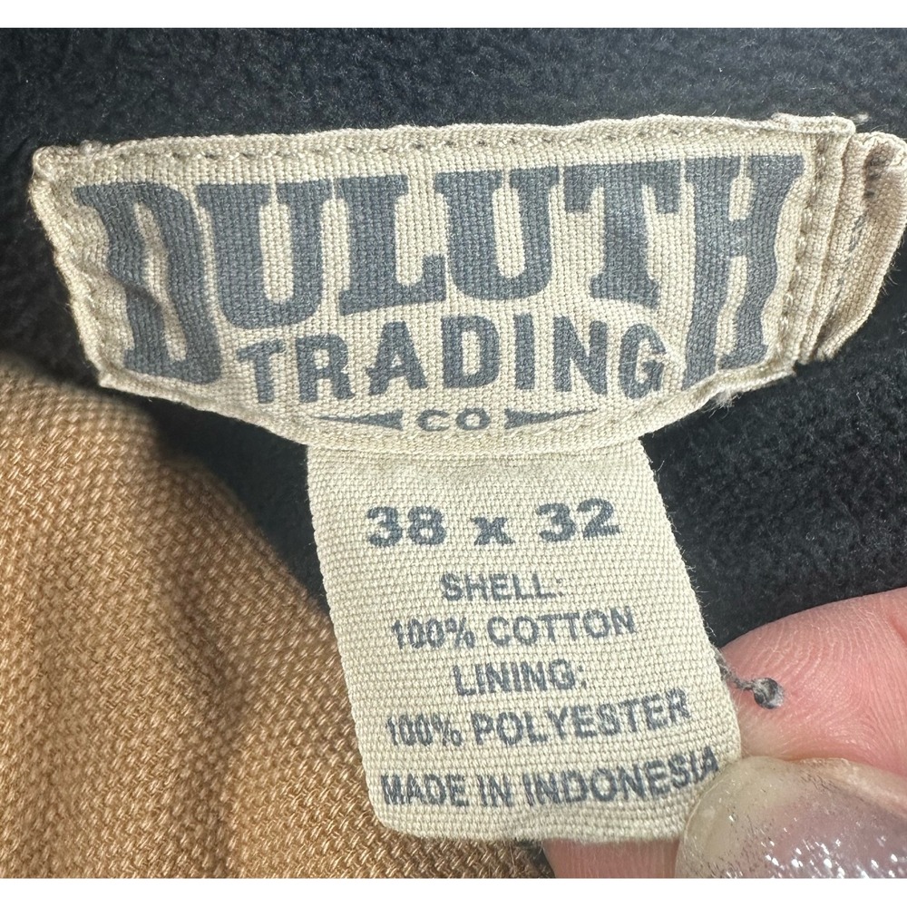 Duluth Trading Co Fleece Lined Tan Relaxed Fit Cargo Work Pants Brown Mens 38x32 - Picture 4 of 16
